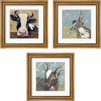 Framed 'Farm Life Animal 3 Piece Framed Art Print Set' border=