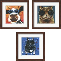 Framed 'Dapper Animal 3 Piece Framed Art Print Set' border=