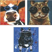 Framed 'Dapper Animal 3 Piece Art Print Set' border=