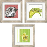 Framed 'Animal Baby 3 Piece Framed Art Print Set' border=