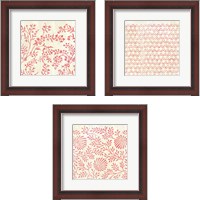 Framed 'Weathered Patterns in Red 3 Piece Framed Art Print Set' border=