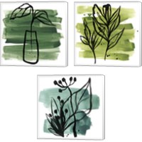 Framed 'Tropical Sumi-e 3 Piece Canvas Print Set' border=