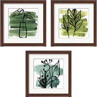 Framed 'Tropical Sumi-e 3 Piece Framed Art Print Set' border=