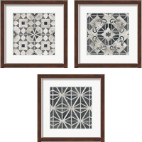 Framed 'Neutral Tile Collection 3 Piece Framed Art Print Set' border=