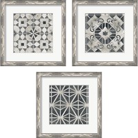 Framed 'Neutral Tile Collection 3 Piece Framed Art Print Set' border=