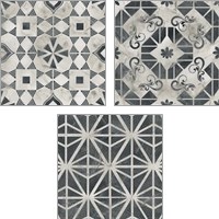 Framed 'Neutral Tile Collection 3 Piece Art Print Set' border=