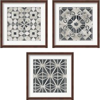 Framed 'Neutral Tile Collection 3 Piece Framed Art Print Set' border=
