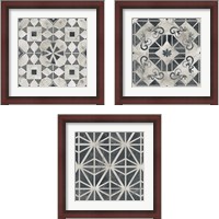 Framed 'Neutral Tile Collection 3 Piece Framed Art Print Set' border=