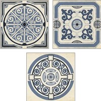 Framed 'Indigo Motif 3 Piece Art Print Set' border=