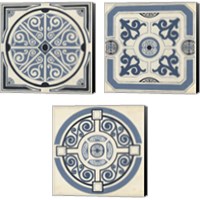 Framed 'Indigo Motif 3 Piece Canvas Print Set' border=