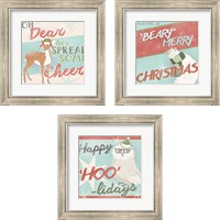 Framed 'Retro Christmas 3 Piece Framed Art Print Set' border=