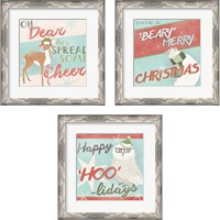 Framed 'Retro Christmas 3 Piece Framed Art Print Set' border=