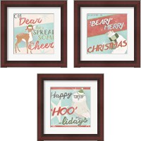 Framed 'Retro Christmas 3 Piece Framed Art Print Set' border=