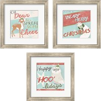 Framed 'Retro Christmas 3 Piece Framed Art Print Set' border=