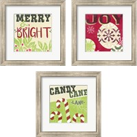 Framed 'Let's Get Jolly 3 Piece Framed Art Print Set' border=