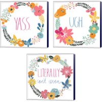 Framed 'Snarky Florals 3 Piece Canvas Print Set' border=