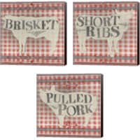 Framed 'Gingham BBQ 3 Piece Canvas Print Set' border=