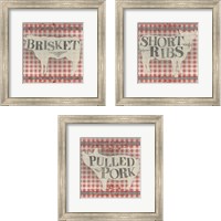 Framed 'Gingham BBQ 3 Piece Framed Art Print Set' border=