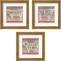 Framed 'Gingham BBQ 3 Piece Framed Art Print Set' border=