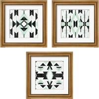 Framed 'Modern Aztec Motif 3 Piece Framed Art Print Set' border=