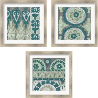 Framed 'Teal Tapestry 3 Piece Framed Art Print Set' border=