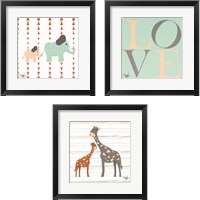 Framed 'Zoo Animals 3 Piece Framed Art Print Set' border=