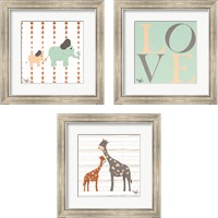 Framed 'Zoo Animals 3 Piece Framed Art Print Set' border=