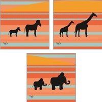Framed 'Safari Sunset 3 Piece Art Print Set' border=
