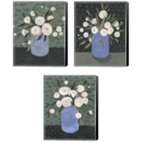 Framed Mason Jar Bouquet 3 Piece Canvas Print Set