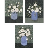 Framed Mason Jar Bouquet 3 Piece Art Print Set