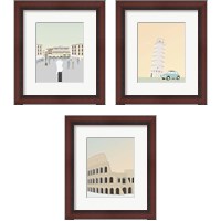 Framed 'Travel Europe 3 Piece Framed Art Print Set' border=