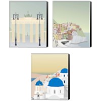 Framed 'Travel Europe 3 Piece Canvas Print Set' border=