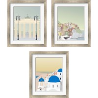 Framed 'Travel Europe 3 Piece Framed Art Print Set' border=