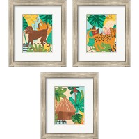 Framed 'Graphic Jungle 3 Piece Framed Art Print Set' border=