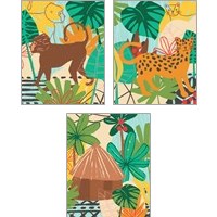 Framed 'Graphic Jungle 3 Piece Art Print Set' border=