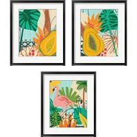Framed 'Graphic Jungle 3 Piece Framed Art Print Set' border=