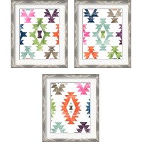 Framed 'Aztec Brights 3 Piece Framed Art Print Set' border=