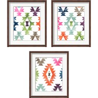 Framed 'Aztec Brights 3 Piece Framed Art Print Set' border=