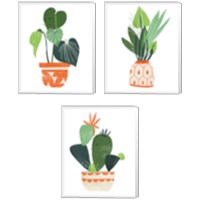 Framed 'Happy Plants 3 Piece Canvas Print Set' border=