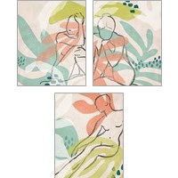 Framed 'Tropical Nude 3 Piece Art Print Set' border=