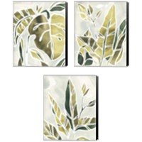 Framed 'Batik Leaves 3 Piece Canvas Print Set' border=