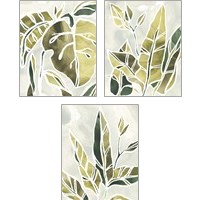 Framed 'Batik Leaves 3 Piece Art Print Set' border=