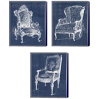Framed 'Antique Chair Blueprint 3 Piece Canvas Print Set' border=