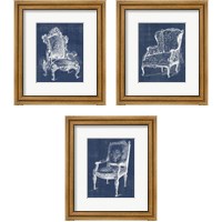 Framed Antique Chair Blueprint 3 Piece Framed Art Print Set