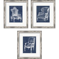 Framed Antique Chair Blueprint 3 Piece Framed Art Print Set