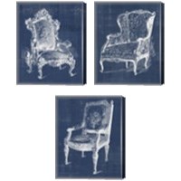 Framed Antique Chair Blueprint 3 Piece Canvas Print Set