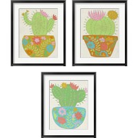 Framed 'Happy Cactus 3 Piece Framed Art Print Set' border=
