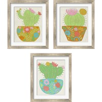 Framed 'Happy Cactus 3 Piece Framed Art Print Set' border=