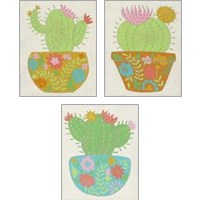 Framed 'Happy Cactus 3 Piece Art Print Set' border=
