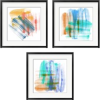 Framed 'Color Swipe  3 Piece Framed Art Print Set' border=